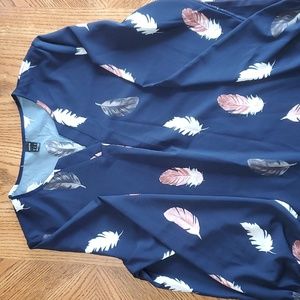 Feather print, long sleeve blouse